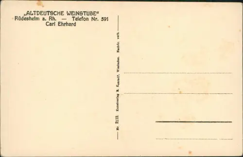 Ansichtskarte Rüdesheim (Rhein) Altdeutsche Weinstube Carl Chrhard Wein 1928