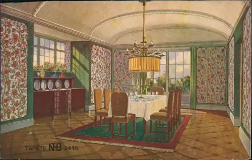 Ansichtskarte Klingenthal Musterzimmer mit floraler Tapete NB 2416 1915