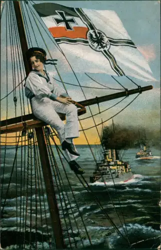 Postkarte Schiff Kriegsschiff Marine Frau Militaria 1917   Lazarett Cuxhaven