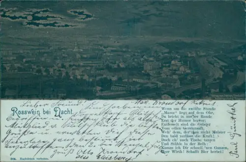 Ansichtskarte Roßwein Stadt bei Nacht 1898