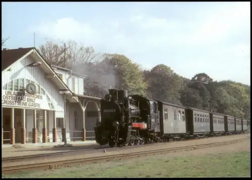 Verkehr- Eisenbahn Lokomotive Dampfbetrieb auf der Insel Rügen 1980