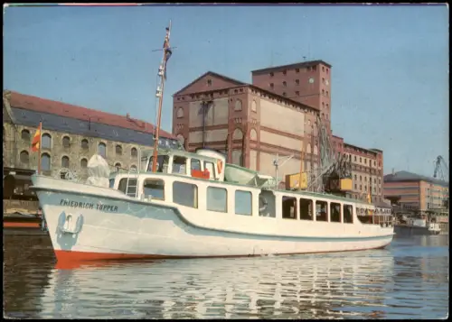 Ansichtskarte Karlsruhe Rheinhafen mit MS Friedrich Töpper 1968