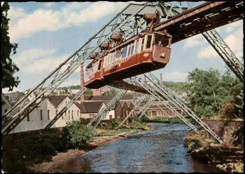 Ansichtskarte Wuppertal Schwebebahn an der Varresbeck 1970