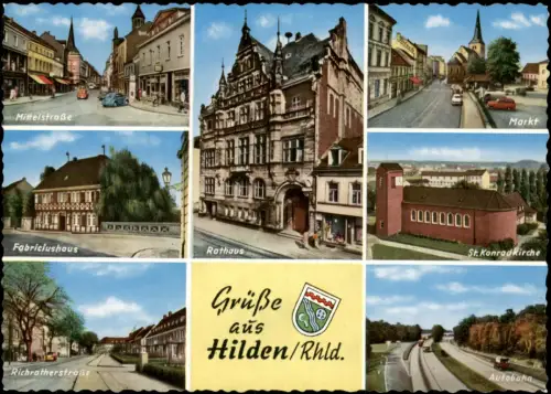 Hilden MB Ortsansichten u.a. Fabriciushaus Mittelstraße Richratherstraße 1960