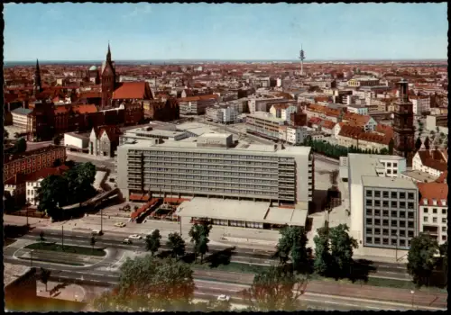 Hannover Blick auf Hotel Hannover Intercontinental und die City 1970