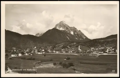 Ansichtskarte Mittenwald Panorama-Ansicht mit Wetterstein 1940