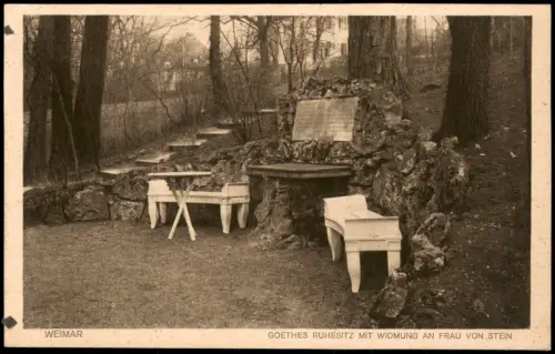Ansichtskarte Weimar GOETHES RUHESITZ MIT WIDMUNG AN FRAU VON STEIN 1910