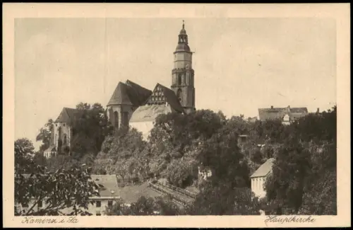 Ansichtskarte Kamenz Kamjenc Hauptkirche, Kamenz 1920