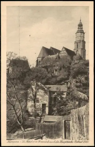 Ansichtskarte Kamenz Kamjenc Hauptkirche, Blick vom Herrentale 1920