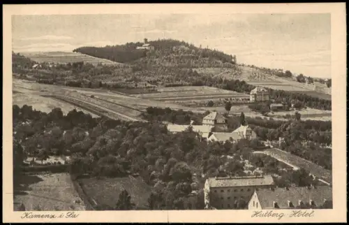 Ansichtskarte Kamenz Kamjenc Panorama mit Hutberg Hotel und Hutberg 1920