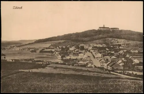 Postcard Zbiroh Ortsansicht Zbiroh mit Schloss 1910