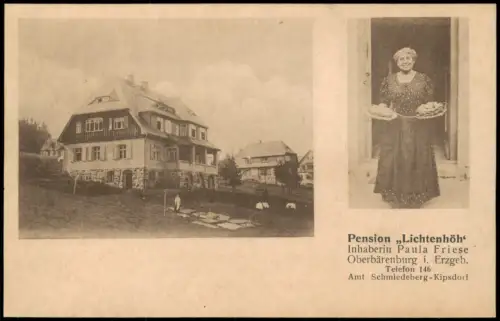 Oberbärenburg-Altenberg (Erzgebirge) Pension Lichtenhöh  Inhaberin Friese 1920