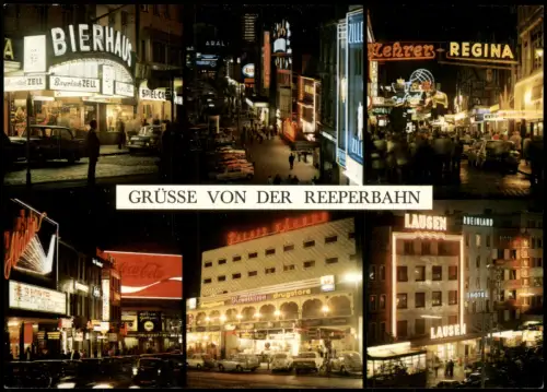 Ansichtskarte St. Pauli-Hamburg Reeperbahn bei Nacht Leuchtreklame 1981