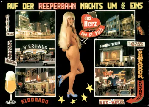 St. Pauli-Hamburg Reeperbahn bei Nach blonde nackte Frau Erotik 1980