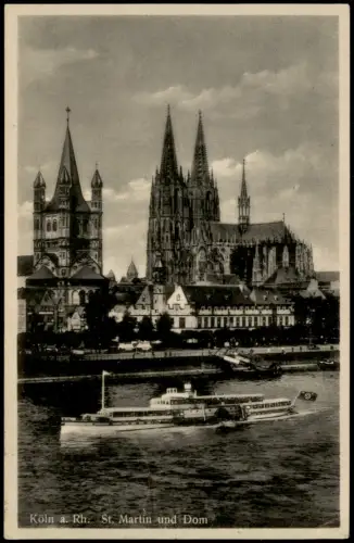 Ansichtskarte Köln Panorama-Ansicht, Rhein Schiff Dampfer passiert Dom 1944