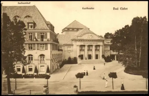 Ansichtskarte Bad Elster Sanatorium Sachsenhof Kurtheater 1914
