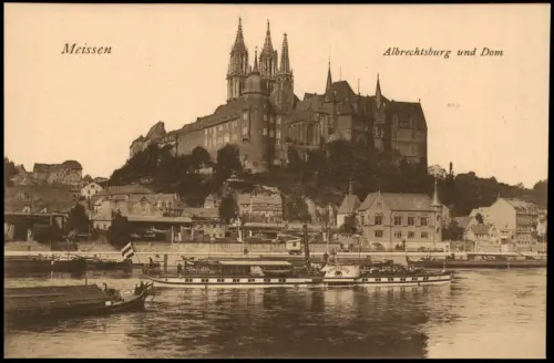 Ansichtskarte Meißen Schloss Albrechtsburg Dampfer Steamer 1914
