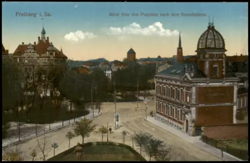 Freiberg (Sachsen) Blick über den Postplatz nach dem Donathsturm. 1918