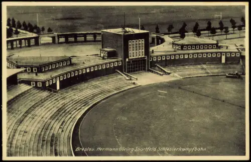 Postcard Breslau Wrocław Luftbild Schlesierkampfbahn 1938