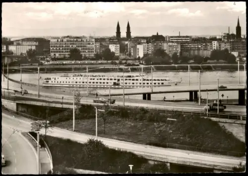 Ansichtskarte Mannheim Ludwigshafen Brücke Rheinschiff 1969