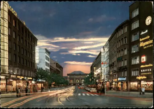 Ansichtskarte Hannover Bahnhofstrasse Abenddämmerung 1973