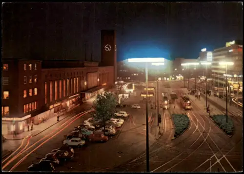 Ansichtskarte Düsseldorf Hauptbahnhof bei Nacht 1972