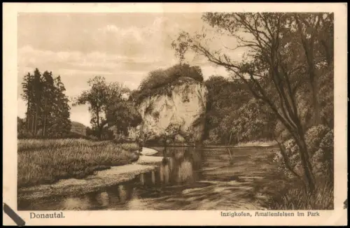Ansichtskarte Inzigkofen Umland-Ansicht Donau-Tal Amalienfelsen im Park 1926