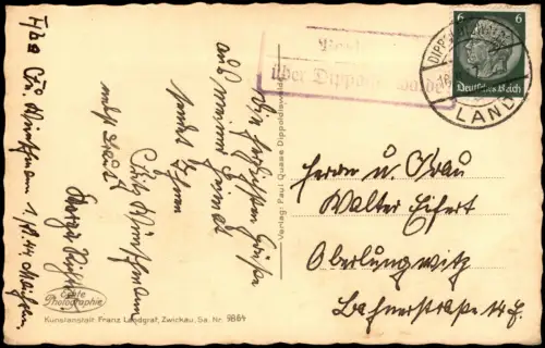 Ansichtskarte Dippoldiswalde Panorama-Ansicht Häuser Partie 1937