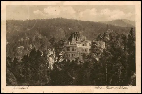 Ansichtskarte Jonsdorf Partie am Nonnenfelsen 1924