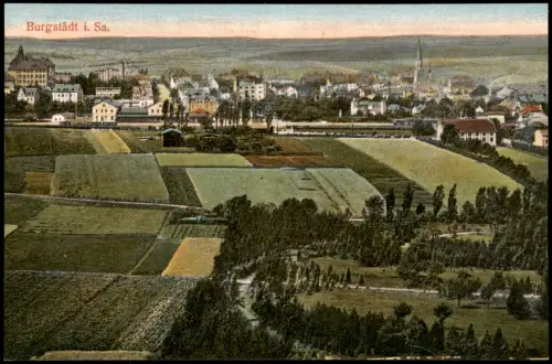 Ansichtskarte Burgstädt Blick auf Stadt und Bahnhof 1924