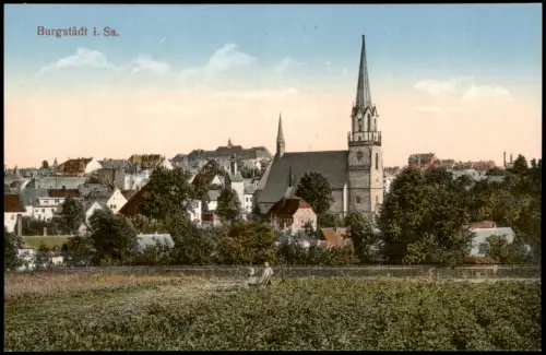 Ansichtskarte Burgstädt Feld und Stadt 1924