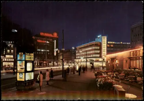 Ansichtskarte Hannover Am Kröpcke bei Nacht Leuchtreklame 1973