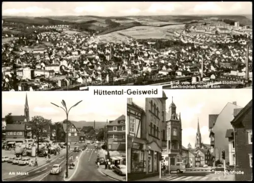 Ansichtskarte Geisweid-Siegen 3 Bild Hüttental Bahnhofstraße Totale 1968
