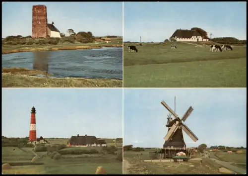 Ansichtskarte Amt Pellworm 4 Bild Kirche Gehöft Windmühle 1978