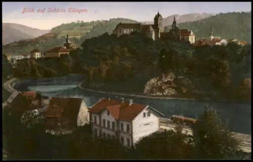 Elbogen (Eger) Loket Blick auf Stadt und Schloß b. Karlsbad 1914
