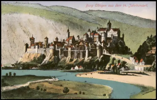 Postcard Elbogen (Eger) Loket Burg aus dem 14. Jh. b. Karlsbad 1914