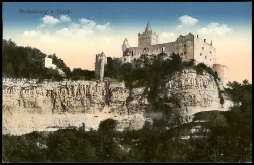 Ansichtskarte Saaleck-Bad Kösen Rudelsburg, Felsen 1914