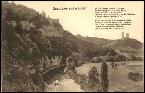 Ansichtskarte Saaleck-Bad Kösen Rudelsburg mit Gedicht 1914