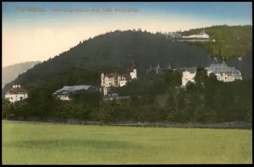 Postcard Marienbad Mariánské Lázně Cafe Panorama und Villa 1914