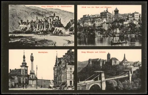 Postcard Elbogen (Eger) Loket 4 Bild Stadt und Markt b. Karlsbad 1914