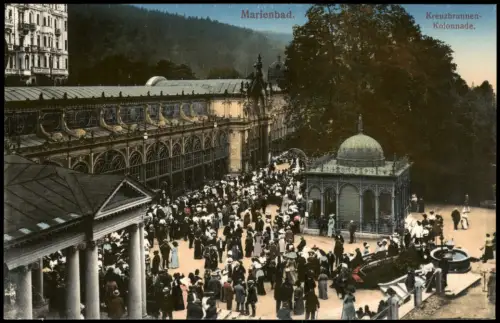Postcard Marienbad Mariánské Lázně Kolonnade, belebt 1914