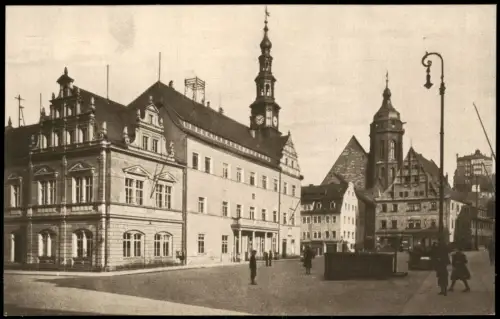 Ansichtskarte Pirna Rathaus, Stadtkirche Markt 1914
