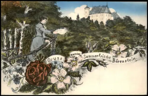 Bärenstein-Altenberg (Erzgebirge) Schloss Frau Birken Künstlerkarte 1912