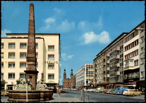 Ansichtskarte Mainz Große Bleiche Neptunbrunnen Autos 1972