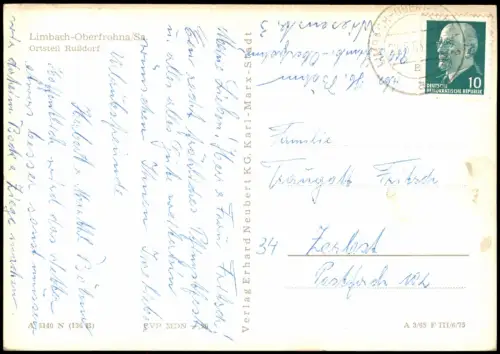Russdorf-Limbach-Oberfrohna Ortsansicht Straßen Partie zur DDR-Zeit 1968