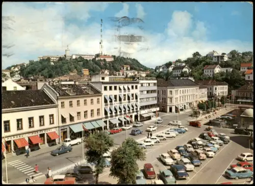 Arendal Ortsansicht, Parti ved Pollen Sjømannsskolen i bakgrunnen. 1974