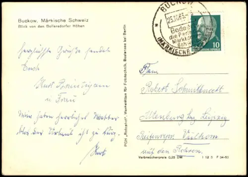 Buckow (Märkische Schweiz) Blick von den Bollersdorfer Höhen zur DDR-Zeit 1963