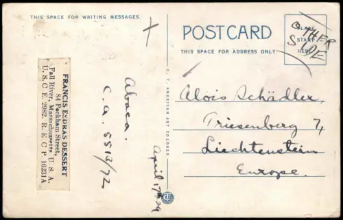 Postcard Fall River Massachusetts North Main Street 1929
