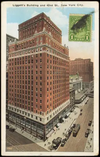 Postcard New York City Liggetts Buildind and 42nd Street 1930