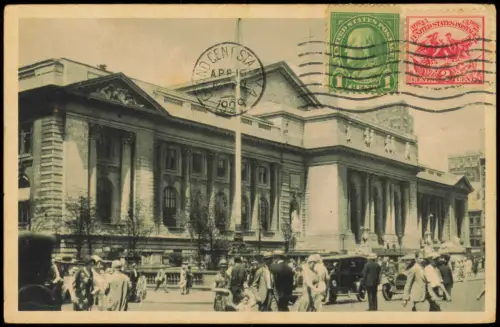 Postcard New York City Library Street belebt 1929  USA